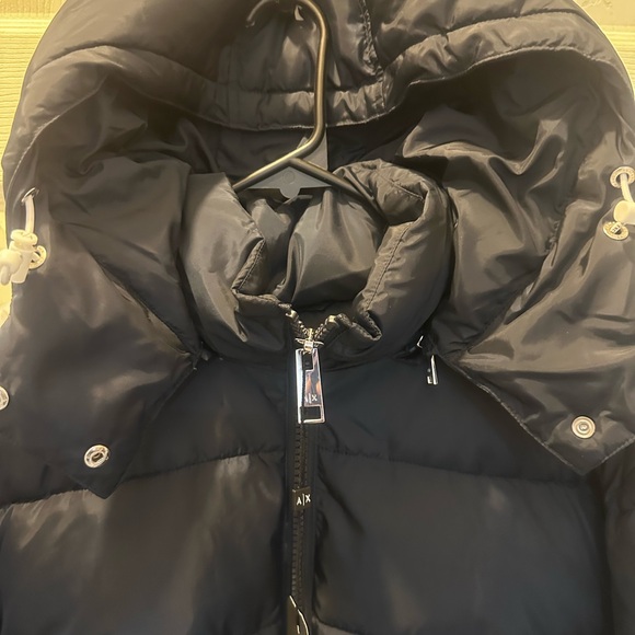 Armani Exchange Logo Men's Hooded Puffer Coat Jacket Large Dark Navy Color - Picture 8 of 8